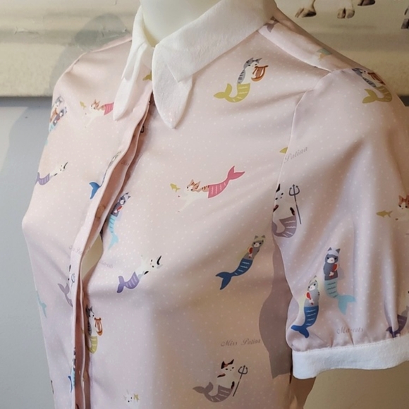 miss patina london Tops - Miss Patina Cat Mermaid print top with collar